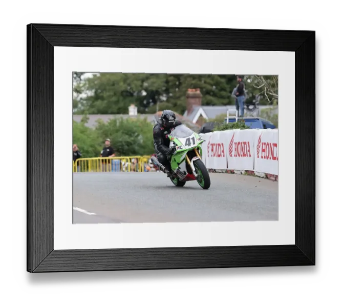 Framed Print : Rob Barber Kawasaki 2022 Classic Superbike Manx Grand Prix