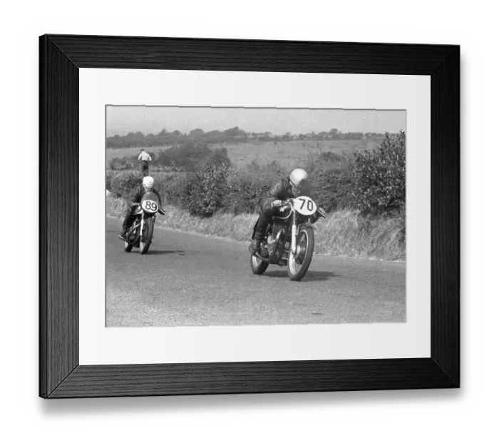 Framed Print : Malcolm Templeton (Matchless) and Brian Duffy (Norton) 1955 Senior Ulster Grand Prix Framed Print : Malcolm Templeton (Matchless) and Brian Duffy (Norton) 1955 Senior Ulster Grand Prix