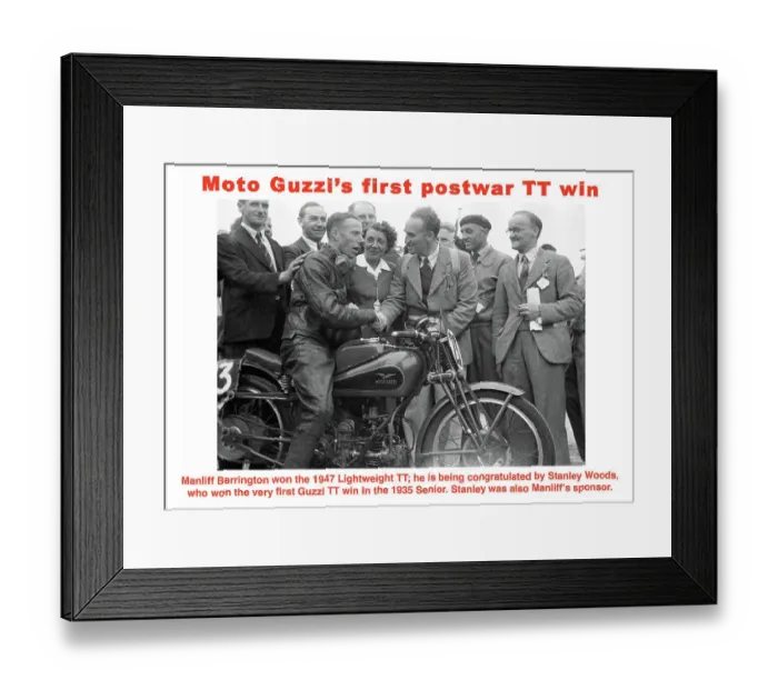 Framed Print : EX Manliff Barrington Guzzi 1947 Lightweight TT Framed Print : EX Manliff Barrington Guzzi 1947 Lightweight TT