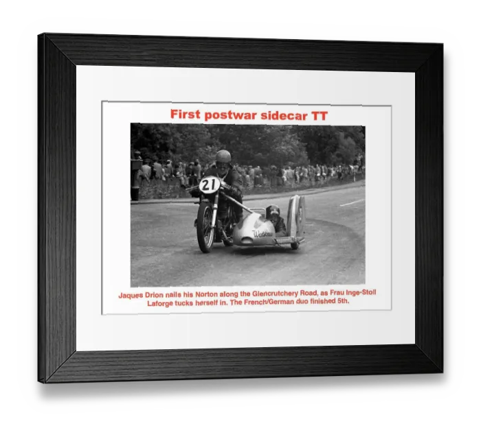 Framed Print : Jacques Drion & Inge Stolle Laforge (Norton) 1954 Sidecar TT Framed Print : Jacques Drion & Inge Stolle Laforge (Norton) 1954 Sidecar TT