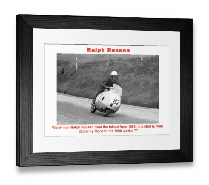 Framed Print : EX Ralph Rensen Norton 1956 Junior TT