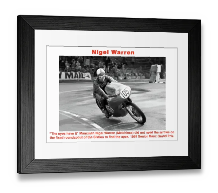 Framed Print : Nigel Warren Matchless 1965 Senior Manx Grand Prix Framed Print : Nigel Warren Matchless 1965 Senior Manx Grand Prix