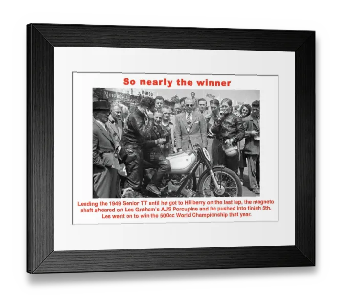 Framed Print : Les Graham AJS 1949 Senior TT Reg Armstrong Framed Print : Les Graham AJS 1949 Senior TT Reg Armstrong