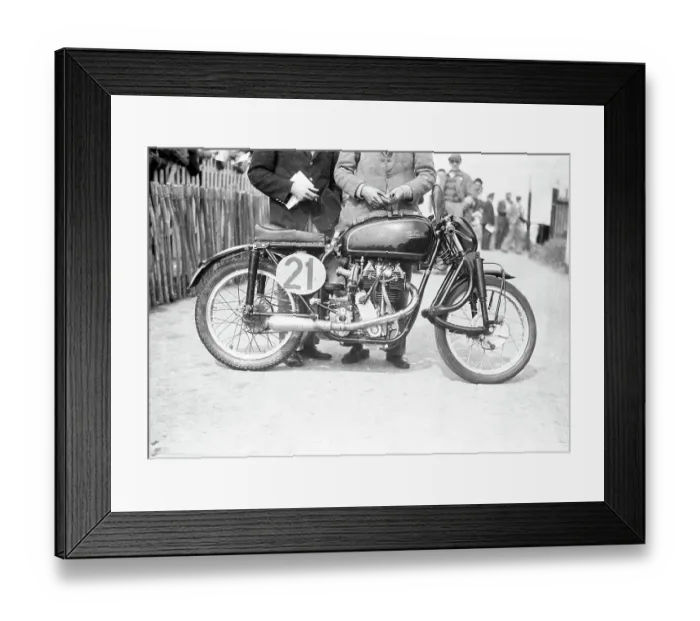 Framed Print : Bill Lomas Earles Velocette at the weigh-in for the 1952 Lightweight TT Framed Print : Bill Lomas Earles Velocette at the weigh-in for the 1952 Lightweight TT