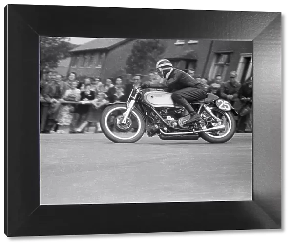 Bill Lomas (AJS Porcupine) on Bray Hill, 1952 Senior TT