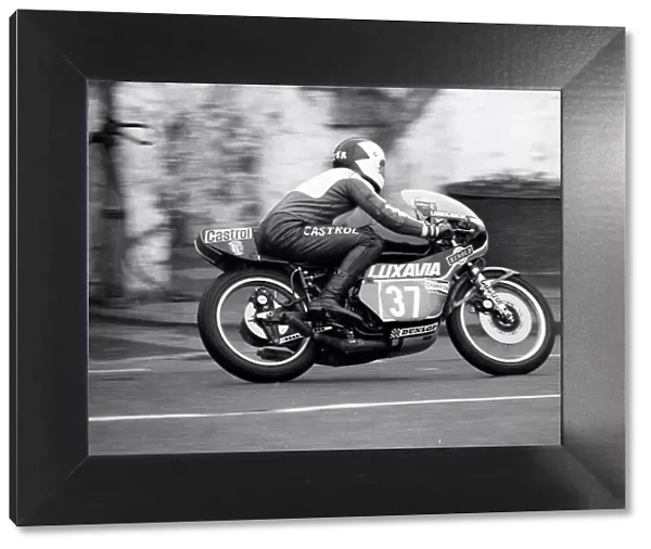 South African Peter Labuschagne (Yamaha) at Union Mills, 1977 Junior TT
