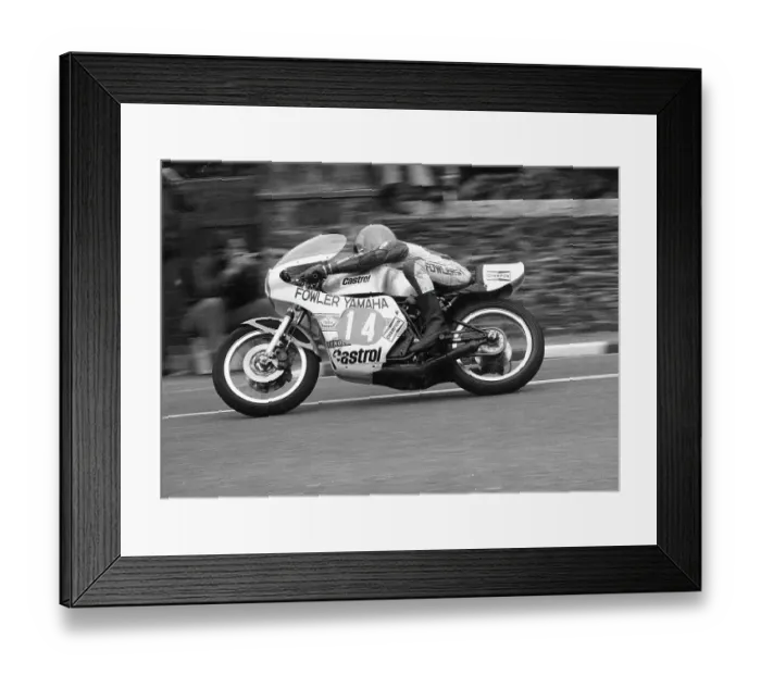 Framed Print : Wayne Dinham Fowler Yamaha 1977 Junior 250 TT