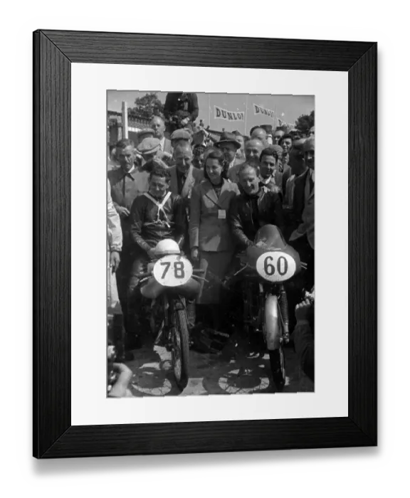 Framed Print : Werner Haas (NSU) and Les Graham (MV) 1953 Ultra Lightweight TT Framed Print : Werner Haas (NSU) and Les Graham (MV) 1953 Ultra Lightweight TT