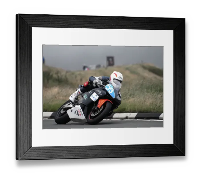 Framed Print : Stuart Bainborough Honda 2008 Junior Manx Grand Prix