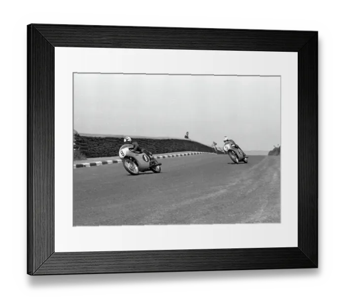 Framed Print : Irish ace Tommy Robb & Australian Tom Phillis (Honda) at Signpost Corner; 1962 Ultra Lightweight Junior TT Framed Print : Irish ace Tommy Robb & Australian Tom Phillis (Honda) at Signpost Corner; 1962 Ultra Lightweight Junior TT