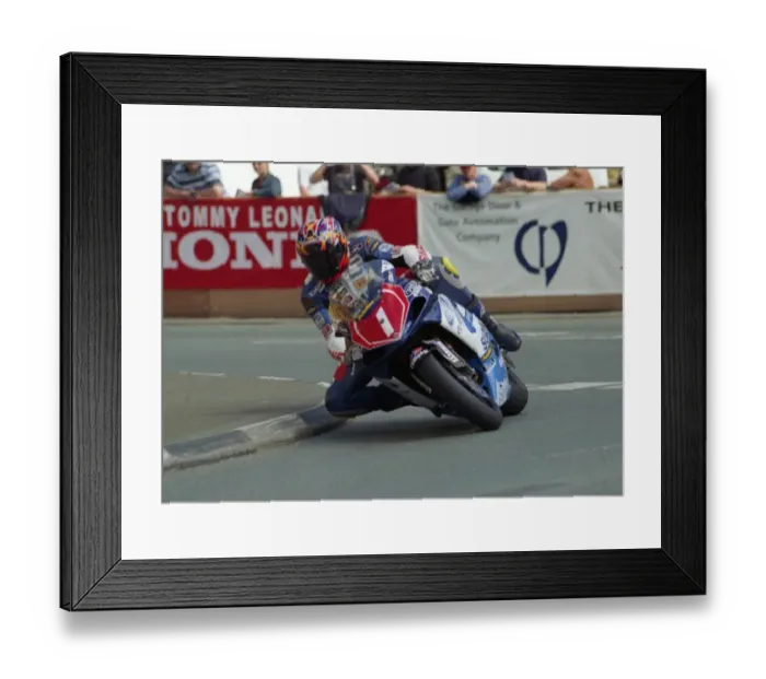 Framed Print : David Jefferies at Quarter Bridge, 2002 Production 1000 TT Framed Print : David Jefferies at Quarter Bridge, 2002 Production 1000 TT