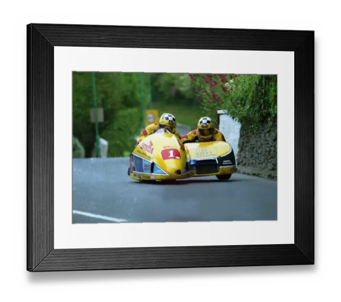 Framed Print : Another hat-trick for Fisher  /  Long 2000 Sidecar TT