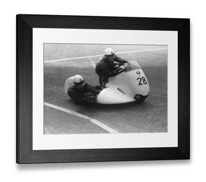 Framed Print : Fritz Hillebrand at Nursery Bends: 1957 Sidecar TT Framed Print : Fritz Hillebrand at Nursery Bends: 1957 Sidecar TT