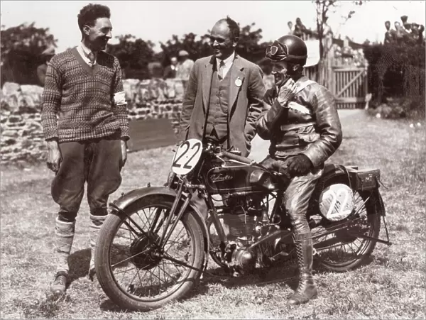 Alec Bennett (Velocette) after winning the 1928 Junior TT