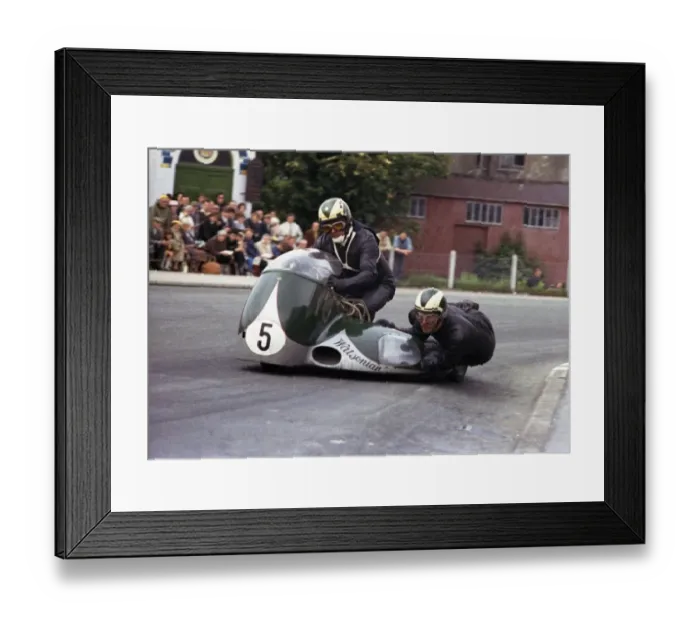 Framed Print : Bill Boddice (BSA Watsonian) at Parliament Square: 1965 Sidecar TT Framed Print : Bill Boddice (BSA Watsonian) at Parliament Square: 1965 Sidecar TT