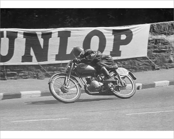 Leslie Caldecutt at Braddan Bridge: 1951 Ultra Lightweight TT