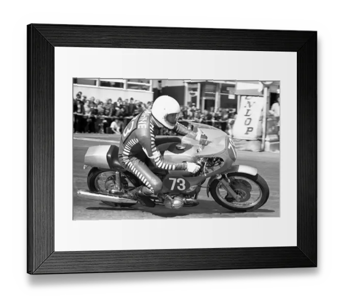 Framed Print : Helmut Dahne at Parliament Square: 1975 Production TT