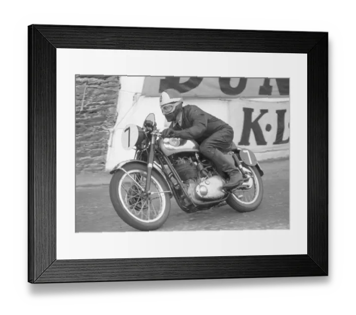 Framed Print : Eddie Dow at Parkfield: 1955 Senior Clubman TT
