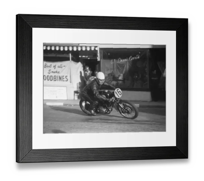 Framed Print : Dieter Falk at the Manx Arms: 1958 Lightweight TT Framed Print : Dieter Falk at the Manx Arms: 1958 Lightweight TT
