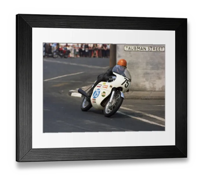 Framed Print : Dave Foulkes leaves Parliament Square: 1970 Junior TT Framed Print : Dave Foulkes leaves Parliament Square: 1970 Junior TT