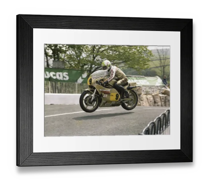 Framed Print : Alex George on Ballaugh Bridge; 1979 Senior TT Framed Print : Alex George on Ballaugh Bridge; 1979 Senior TT
