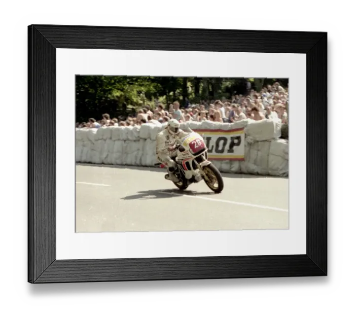 Framed Print : Elmer Geulen at Braddan Bridge; 1984 Production TT