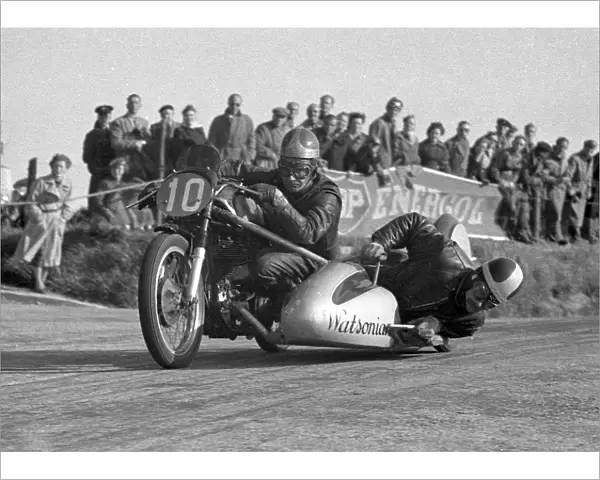 Hans Haldeman at Cronk ny Mona; 1954 Sidecar TT