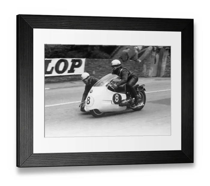 Framed Print : Alwyn Ritter and Edwin Blauth (BMW) at Braddan Bridge; 1960 Sidecar TT Framed Print : Alwyn Ritter and Edwin Blauth (BMW) at Braddan Bridge; 1960 Sidecar TT