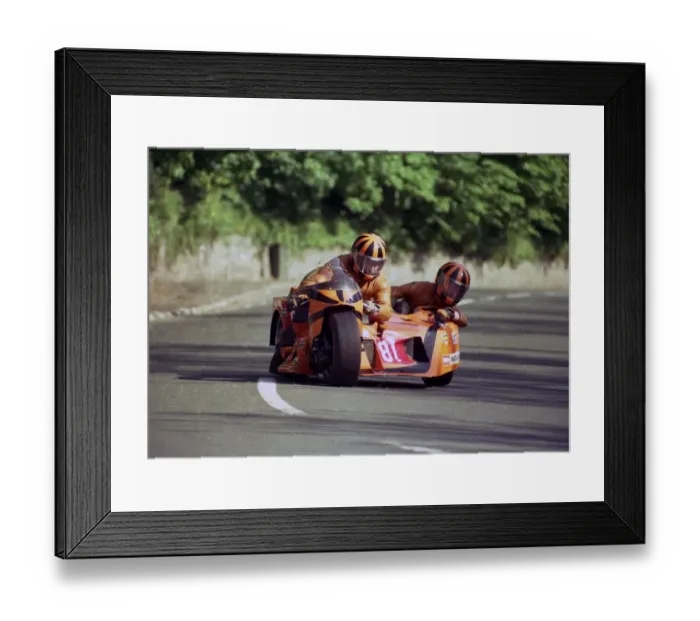 Framed Print : Roy and Tom Hanks 1987 Sidecar TT