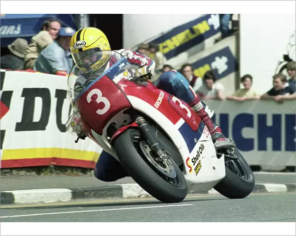 Joey Dunlop (Honda) at Quarter Bridge: 1983 Formula One TT