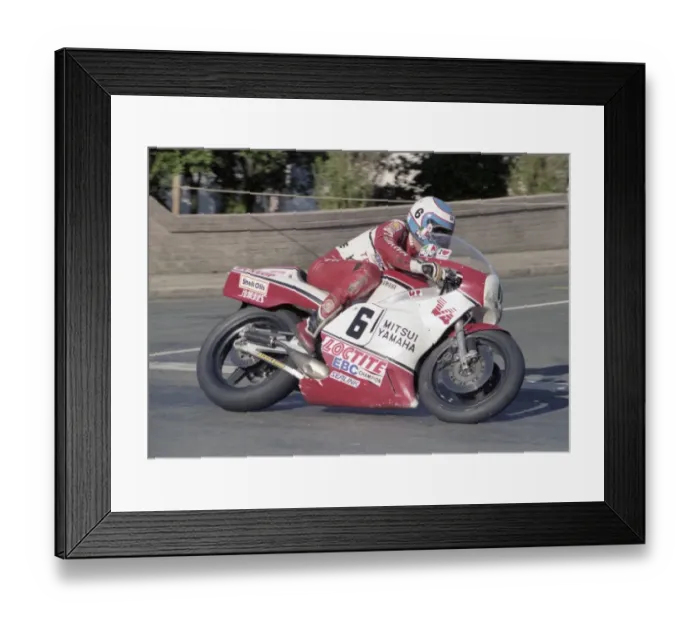 Framed Print : Steve Parrish (Yamaha): Practice, 1985 TT Framed Print : Steve Parrish (Yamaha): Practice, 1985 TT