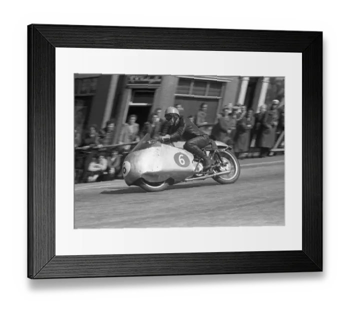 Framed Print : Ken Kavanagh (Moto Guzzi) 1954 Junior TT