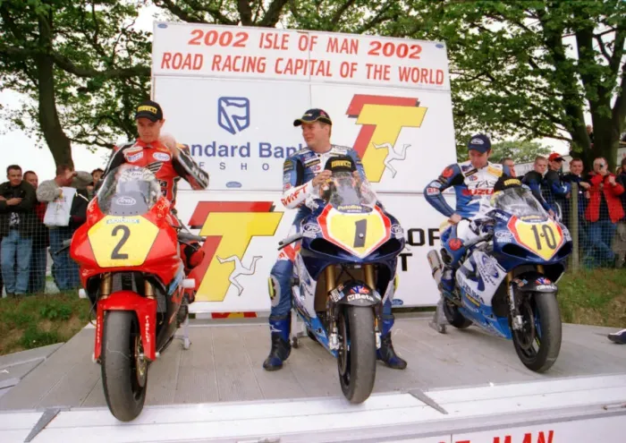 Framed Print : 2002 Senior TT podium men Framed Print : 2002 Senior TT podium men