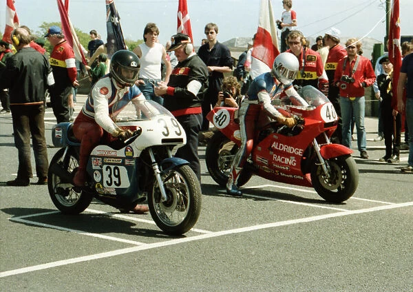 Alan Cathcart (BSA) and Ray Swann (Harris Kawasaki) 1984 Formula One TT
