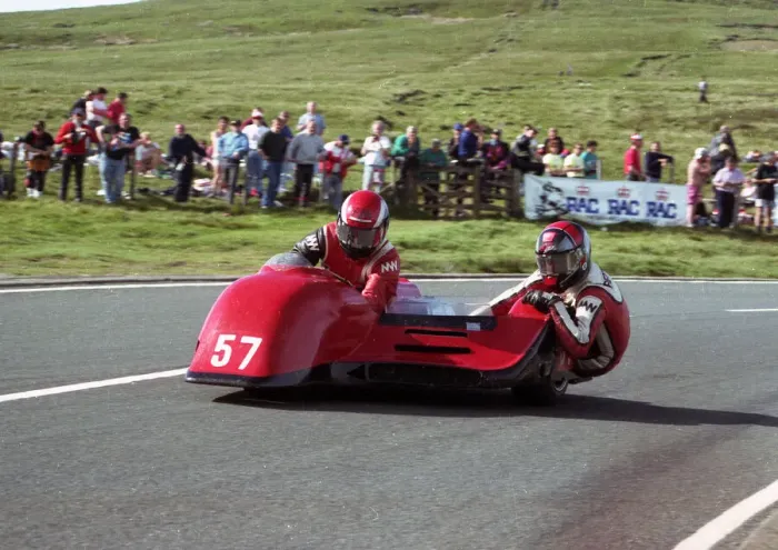 Framed Print : Alan May & Thomas Pettman (Ireson Kawasaki) 1993 Sidecar TT