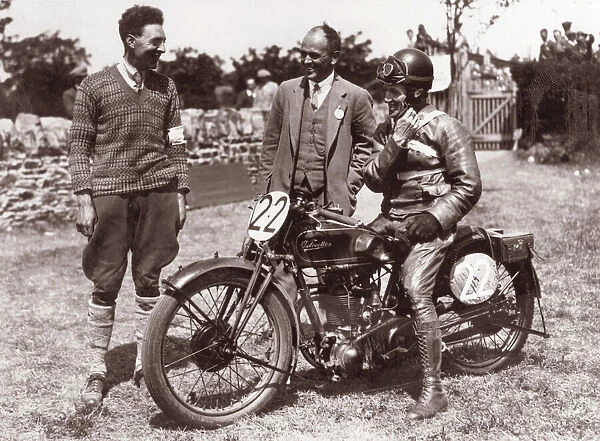 Alec Bennett (Velocette) after winning the 1928 Junior TT
