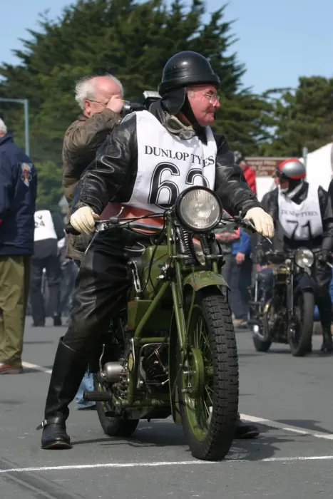 Framed Print : Alex Downie (1928 Moto Guzzi) No. 62, 2007 Re-enactment