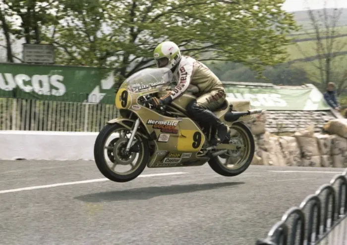 Framed Print : Alex George on Ballaugh Bridge; 1979 Senior TT Framed Print : Alex George on Ballaugh Bridge; 1979 Senior TT