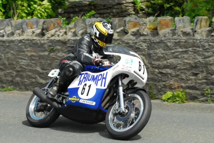 Framed Print : Andy Lee (Rob North Trident) 2015 Pre TT Classic