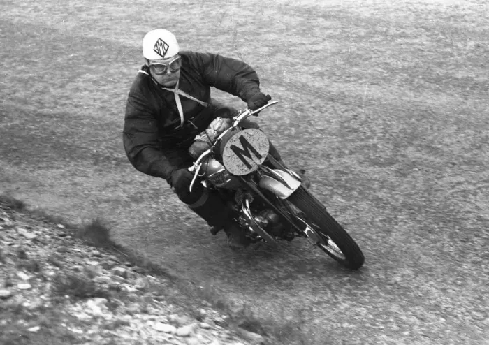 Framed Print : Angus Herbert (Triumph) Travelling Marshal 1957 TT Framed Print : Angus Herbert (Triumph) Travelling Marshal 1957 TT