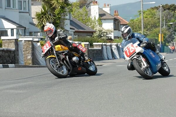 Anthony Redmond (Honda) and Tony Rainford (Triumph) 2012 Pre TT Classic Anthony Redmond