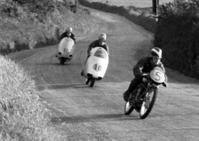 Framed Print : Arthur Wheeler (MV) & Roberto Colombo (MV) & Ken Martin (Anelay) at Signpost Corner, 1956 Ultra Lightweight TT Framed Print : Arthur Wheeler (MV) & Roberto Colombo (MV) & Ken Martin (Anelay) at Signpost Corner, 1956 Ultra Lightweight TT