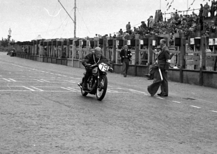Framed Print : B J Smith (Norton) 1950 Junior Clubman TT