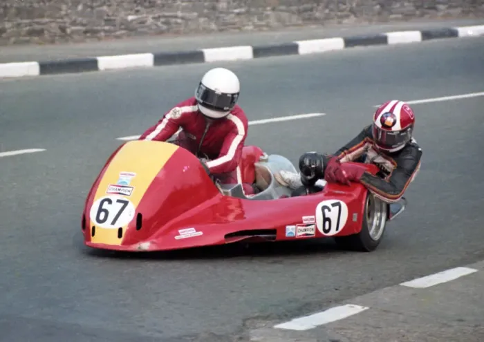 Framed Print : Barry Sloper & Sean Collister (Kawasaki) 1982 Sidecar TT