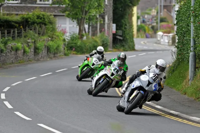 Framed Print : Ben Wylie (BMW) Horst Saiger (Kawasaki) & Stefano Bonetti (Kawasaki) 2014 Senior TT