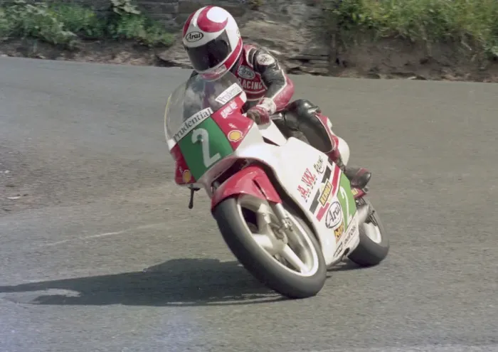 Framed Print : Brian Reid (Kimoco) 1986 Junior TT Framed Print : Brian Reid (Kimoco) 1986 Junior TT