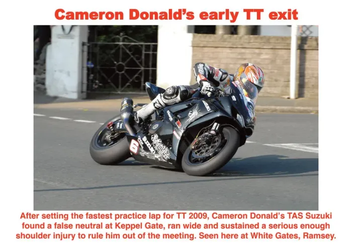 Framed Print : Cameron Donalds early TT exit Framed Print : Cameron Donalds early TT exit