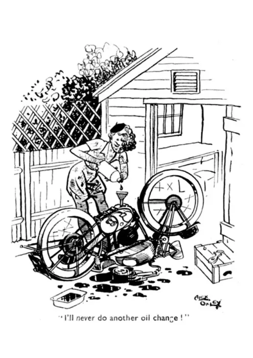 Framed Print : Cartoon. I ll never do another oil change