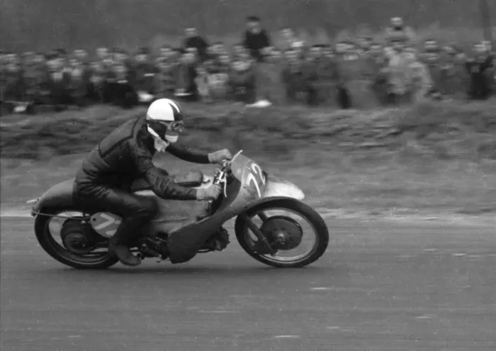 Framed Print : Cecil Sandford (Guzzi) 1955 Silverstone Framed Print : Cecil Sandford (Guzzi) 1955 Silverstone