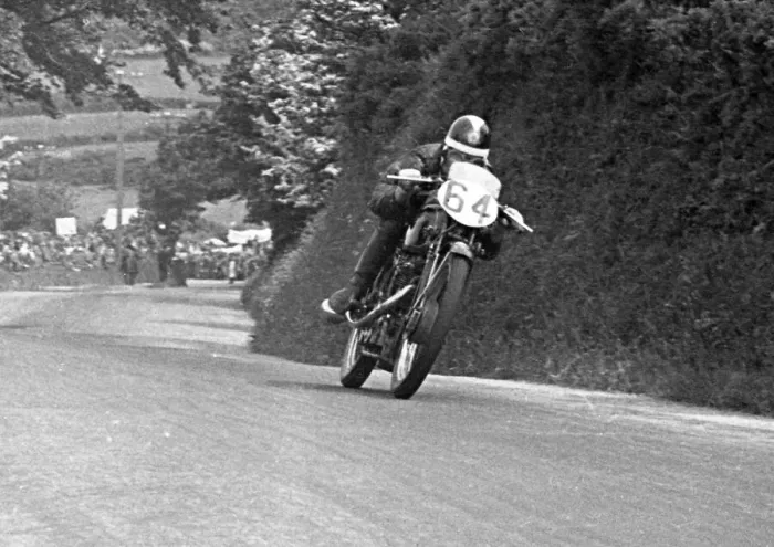 Framed Print : Cecil Sandford (Velocette) 1950 Senior TT